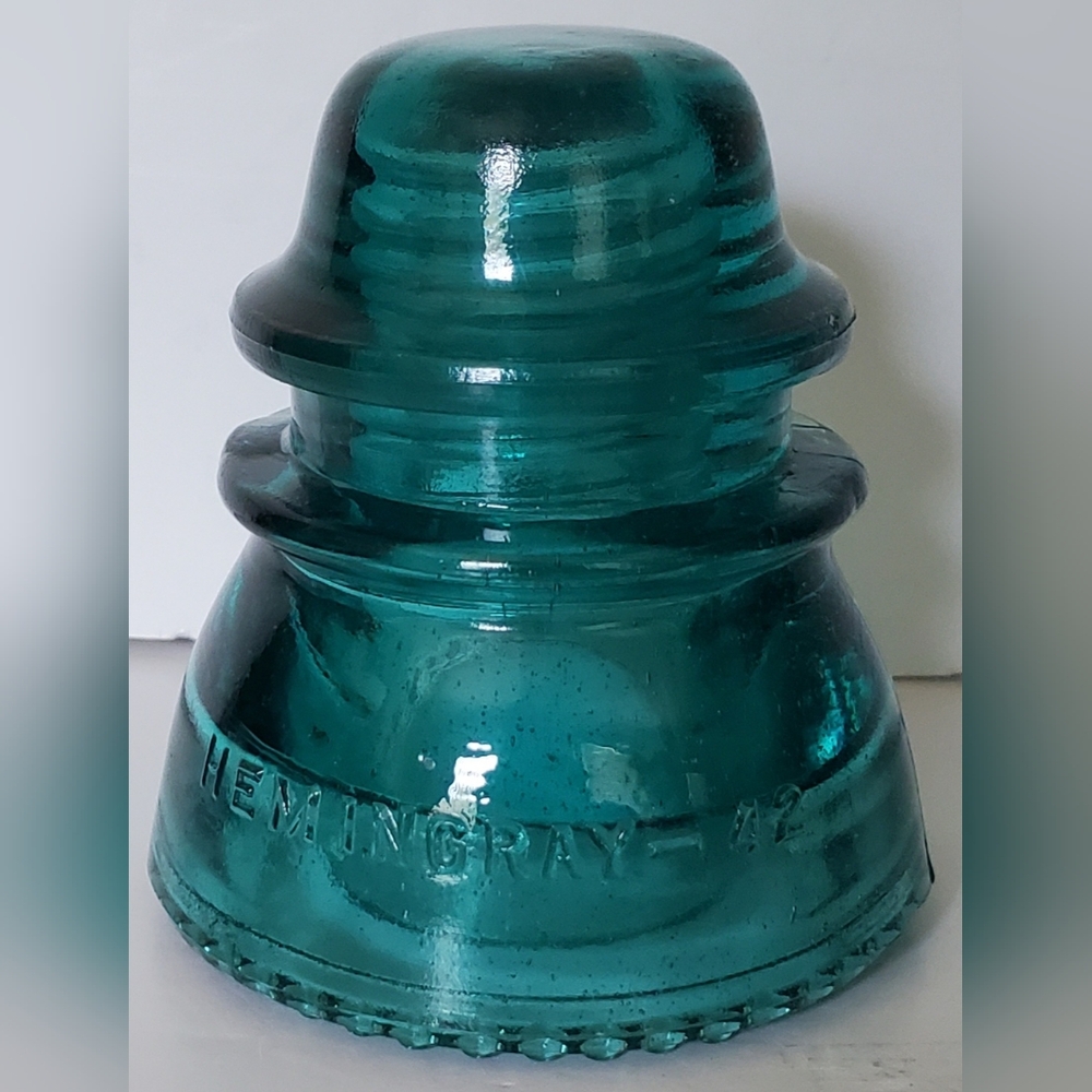 Hemingray No. 42 Vintage Antique Blue/Aqua Glass Insulator - Made in the USA